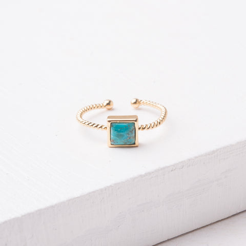 Adjustable Square Turquoise Ring