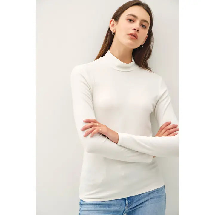 Classic Ivory Turtleneck Knit Top