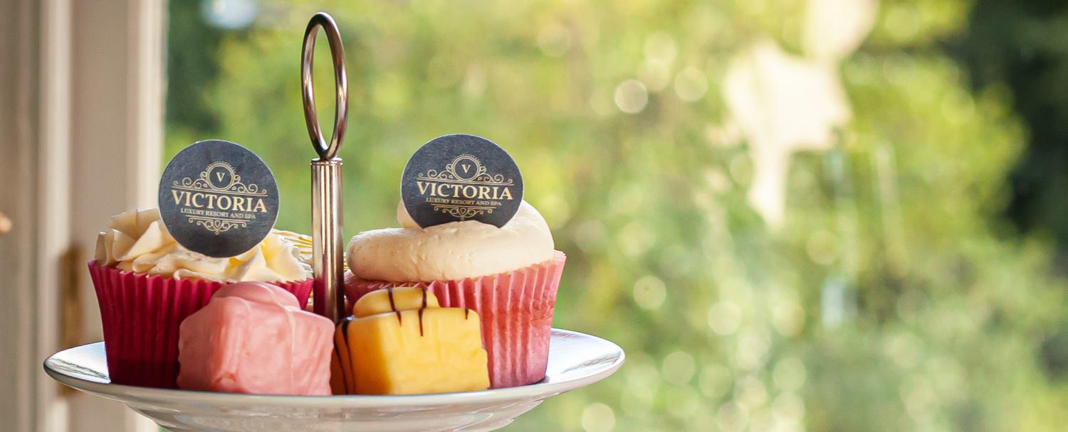 Afternoon tea with branded cupcakes