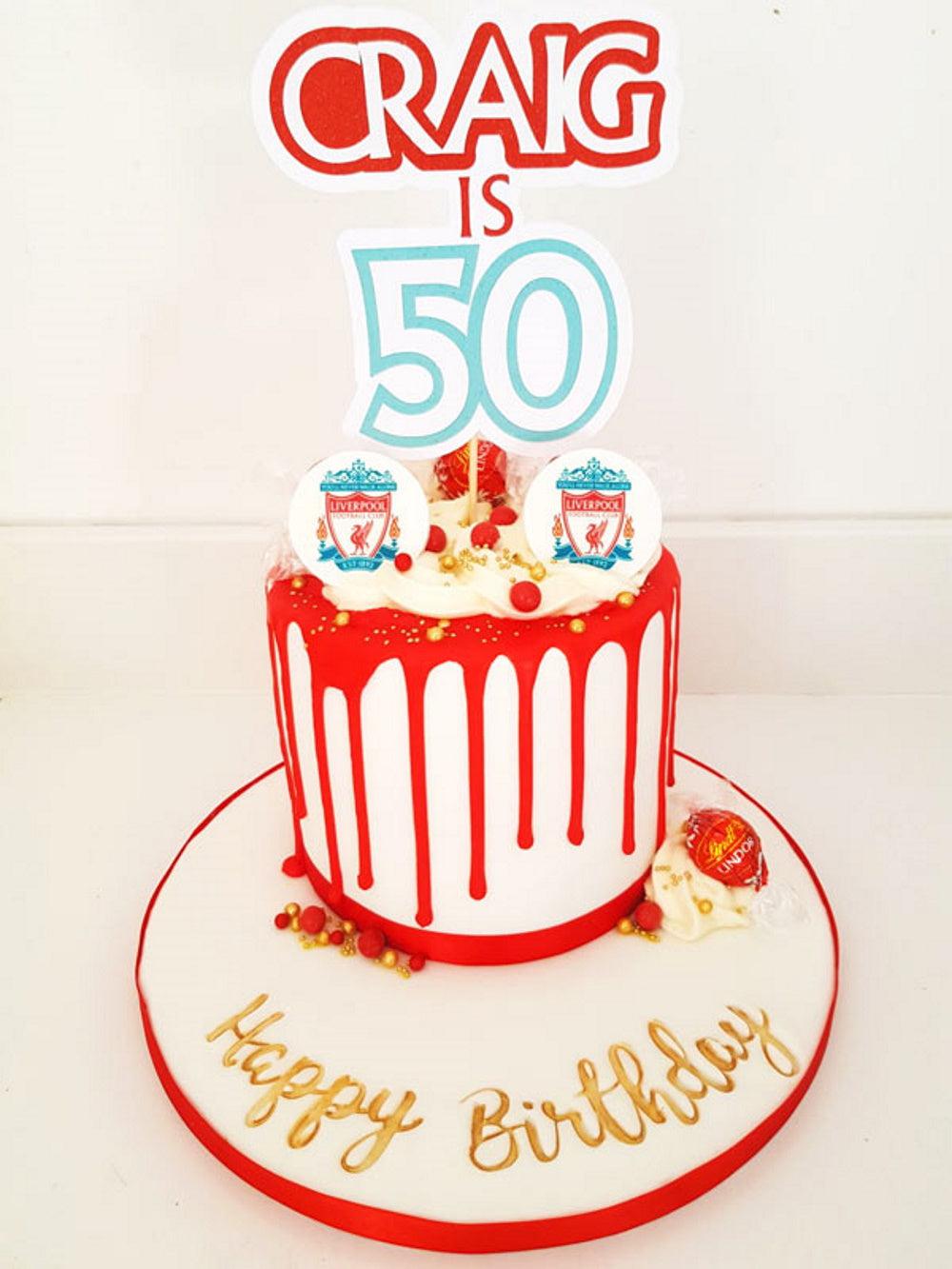 Liverpool FC themed birthday cake topper
