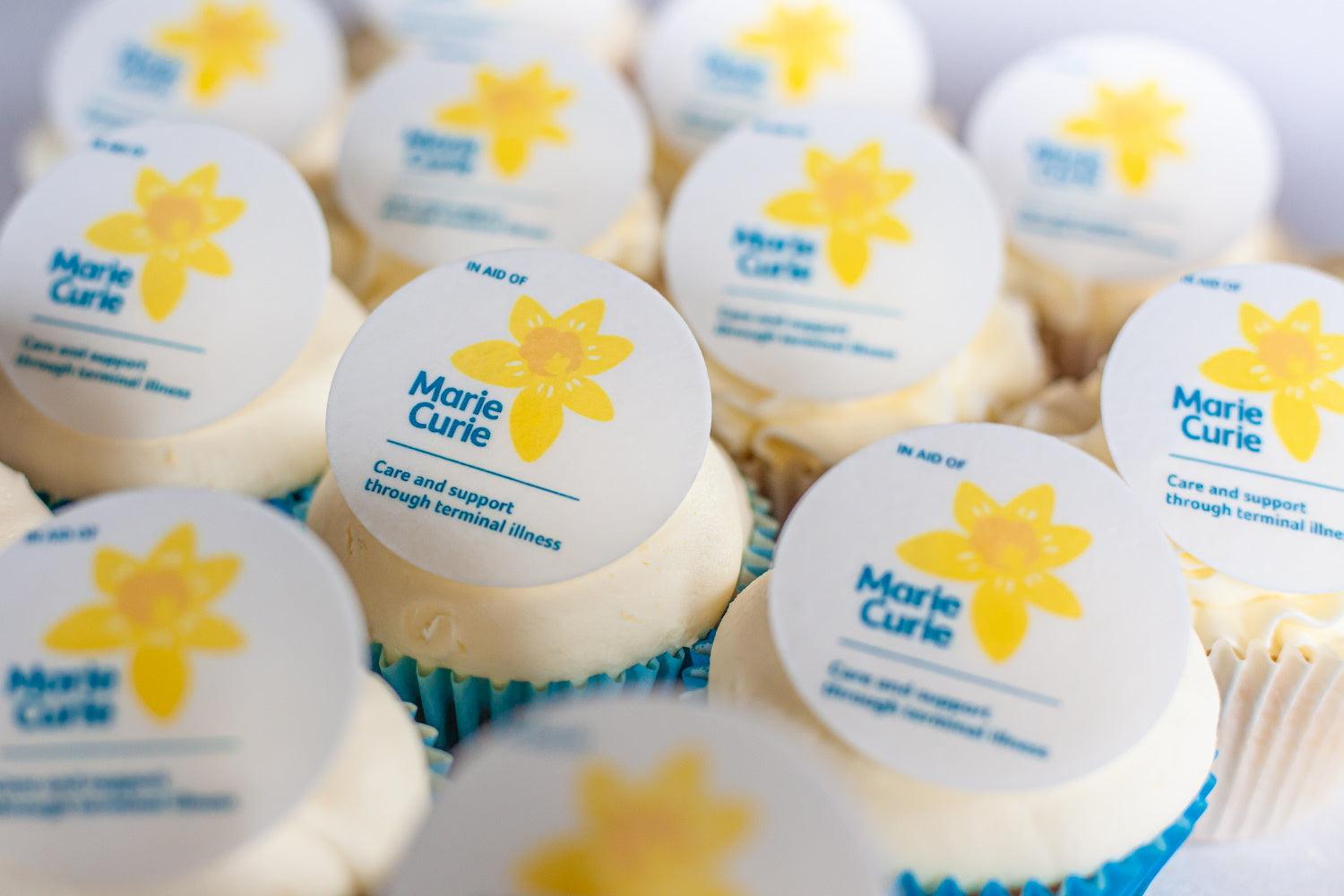 Edible cupcake toppers and cake toppers for Marie Curie charity fundraising