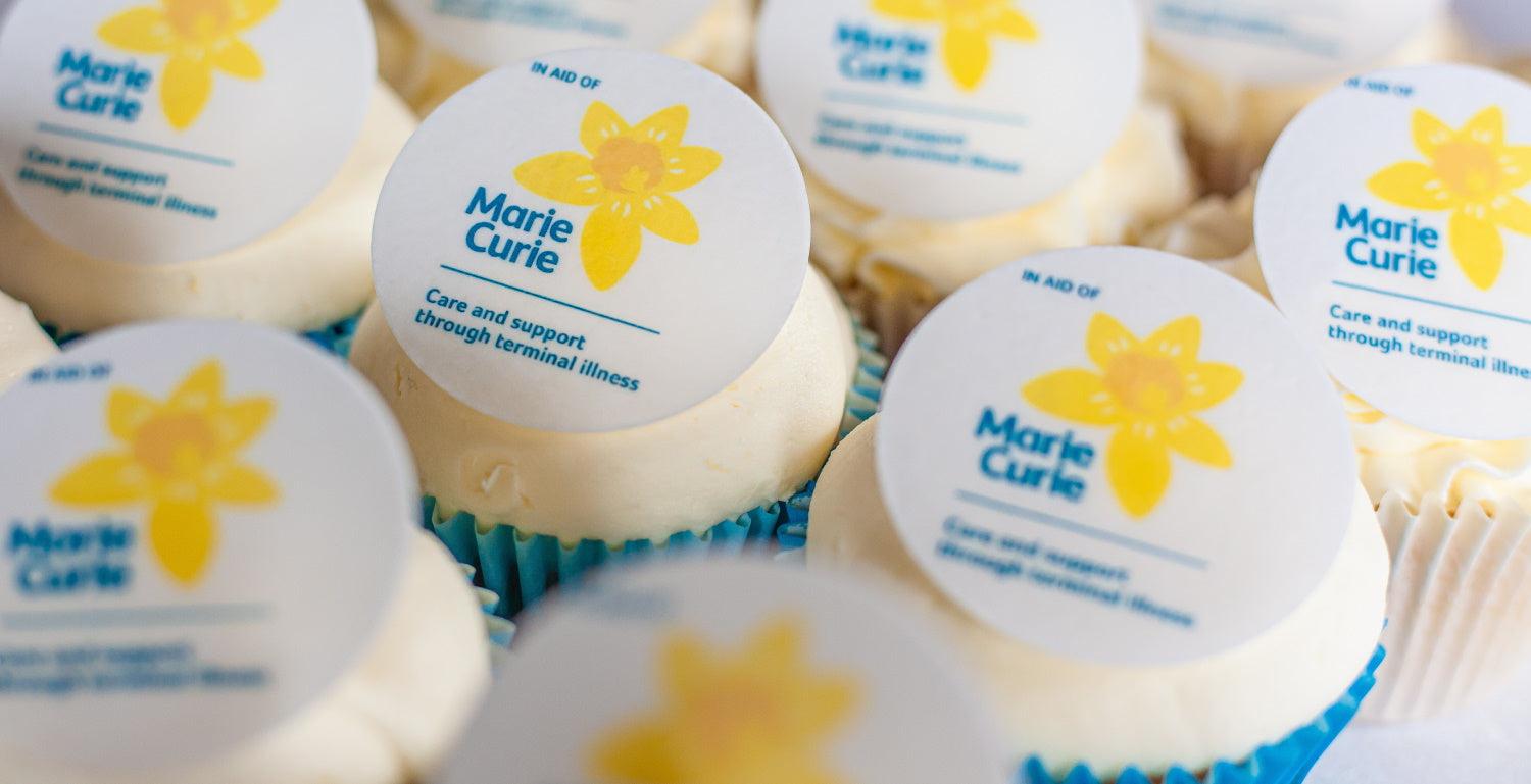 Pre-designed charity cupcake toppers In aid of Marie Curie