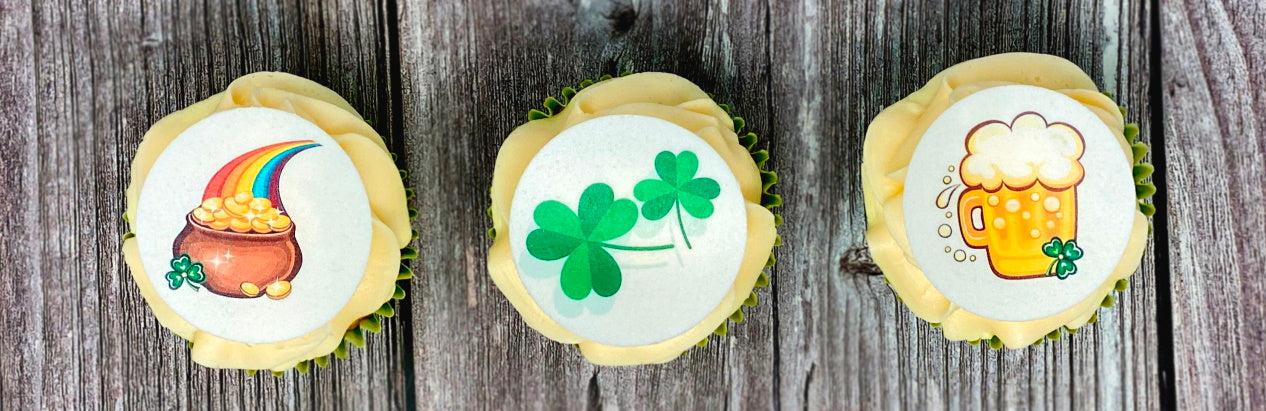 Pre-designed St Patrick's Day edible cupcake toppers