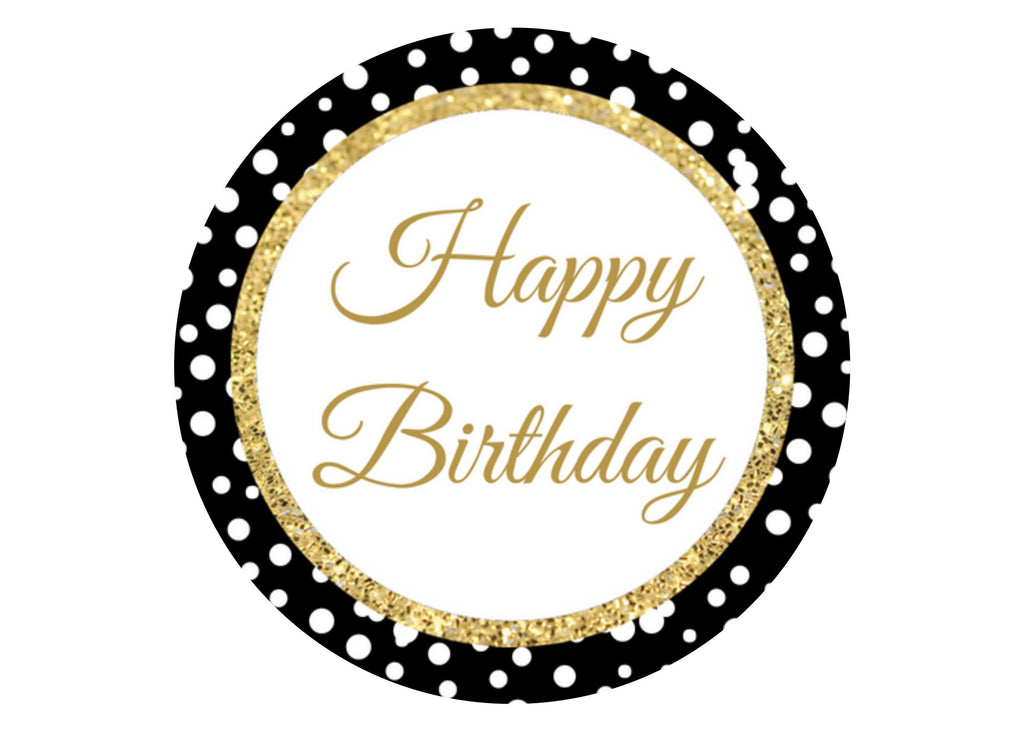 Edible cake toppers | Black and Gold Happy Birthday | Edibilis