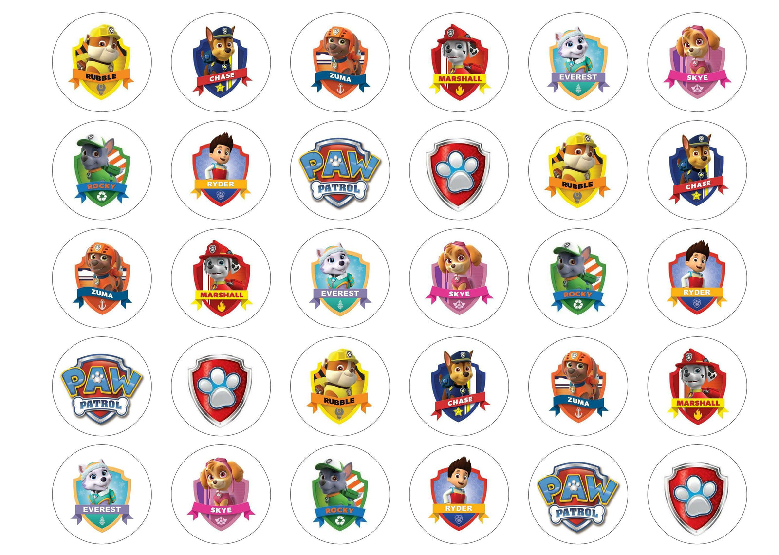 paw patrol characters images with names