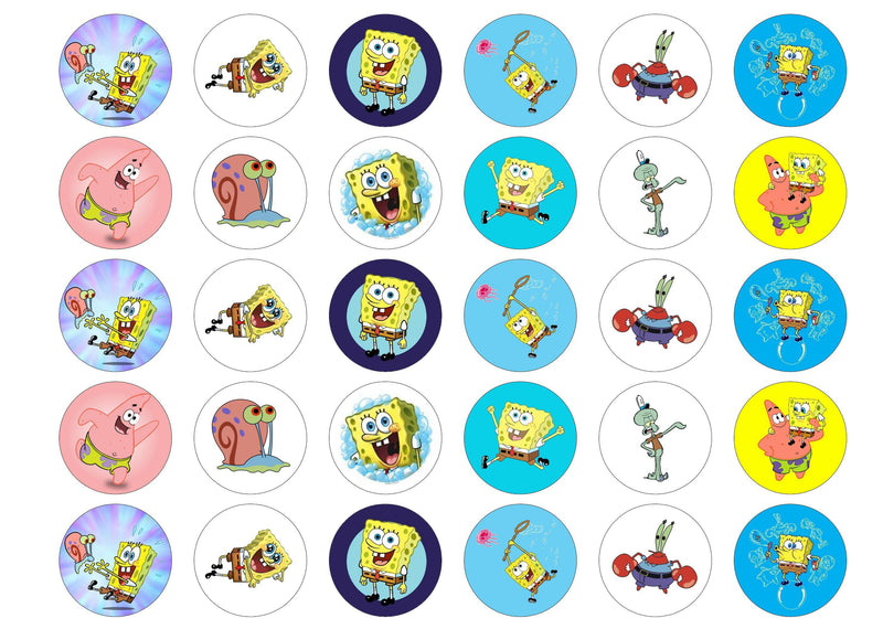 Spongebob Squarepants Cupcake Toppers Birthday Stickers Bikini Bottom 1B2