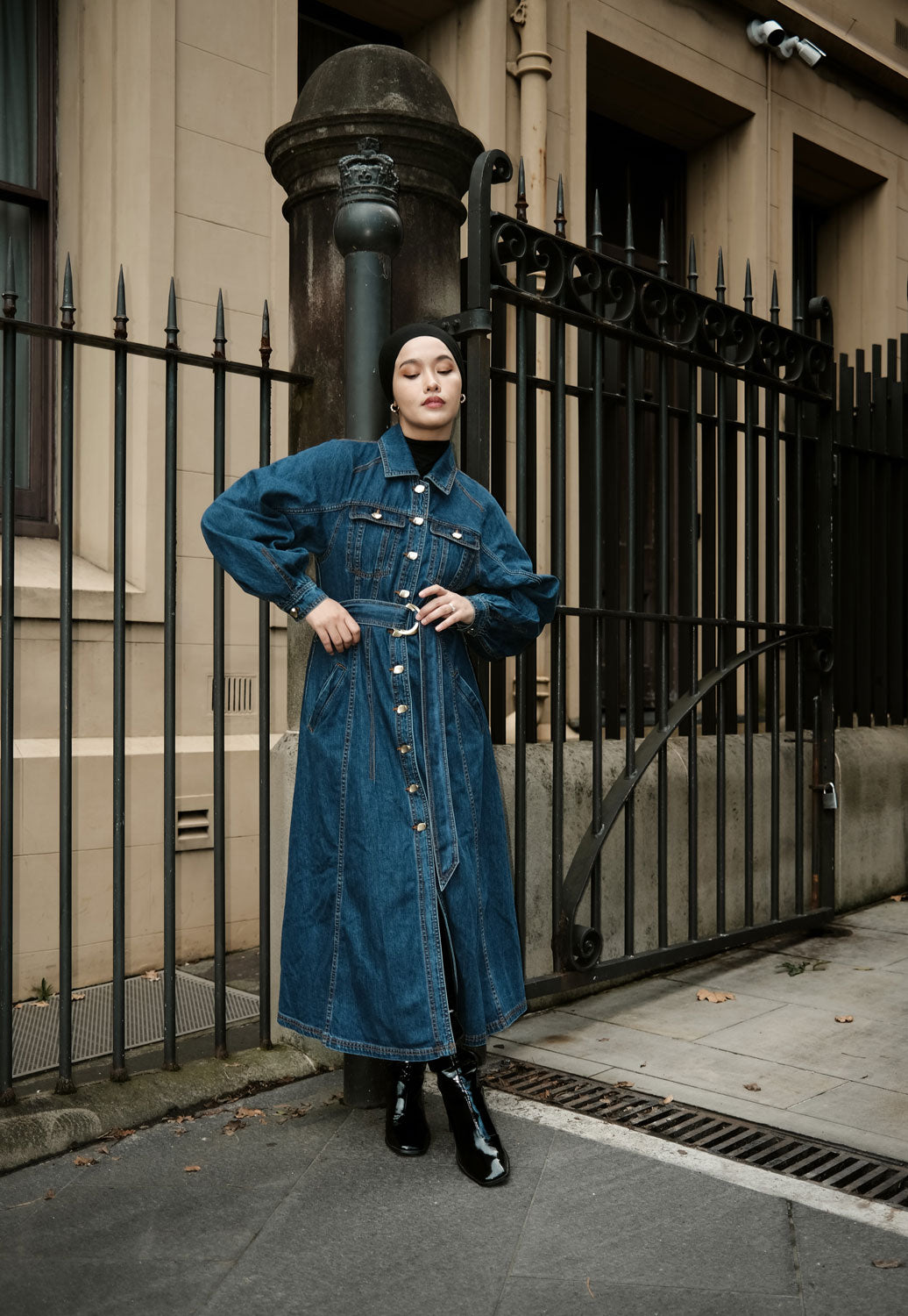 Blue Denim Tie Waist Midi Shirt Dress | New Look