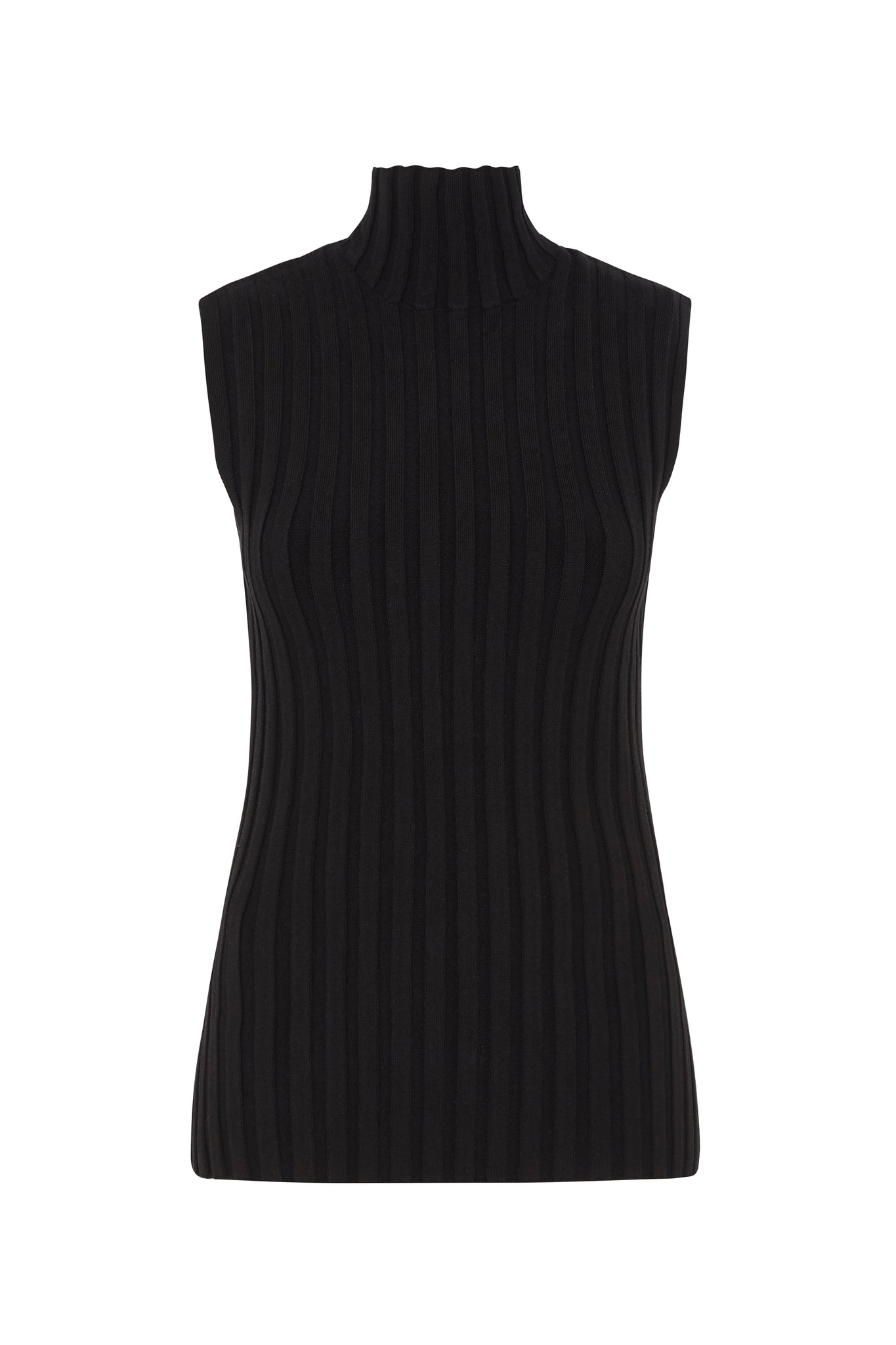 Overture Ribbed Sleeveless Turtleneck in Black – Aje