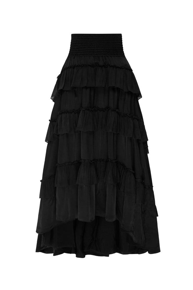 Aje El Paso Tiered Maxi Skirt in Black