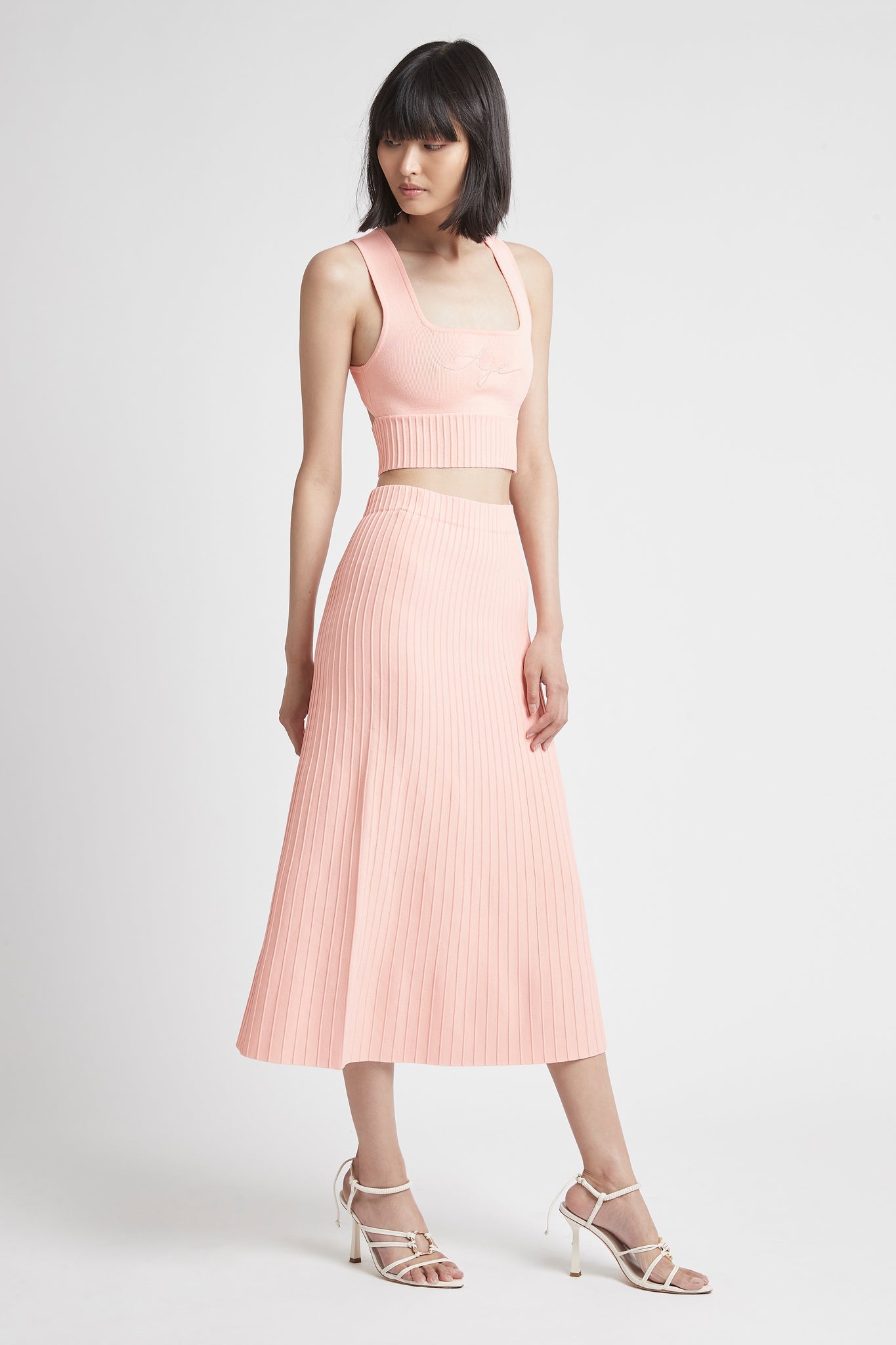 pink skirt midi