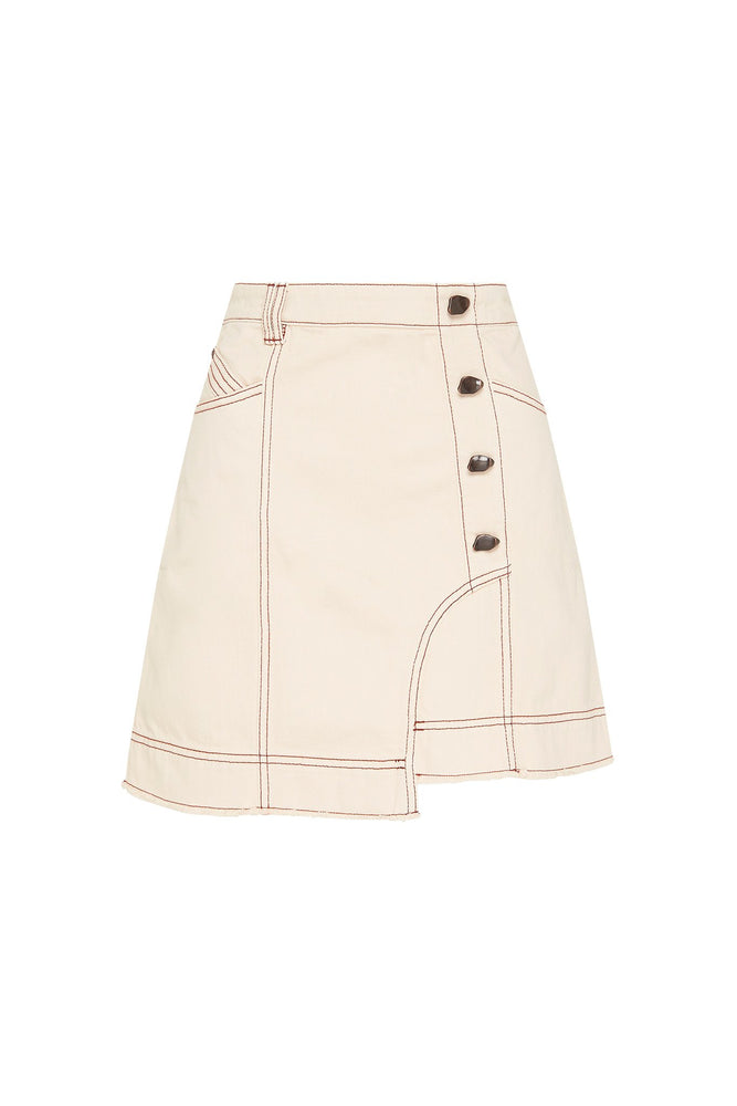 Armeria Buttoned Denim Mini Skirt in Sandsend – Aje