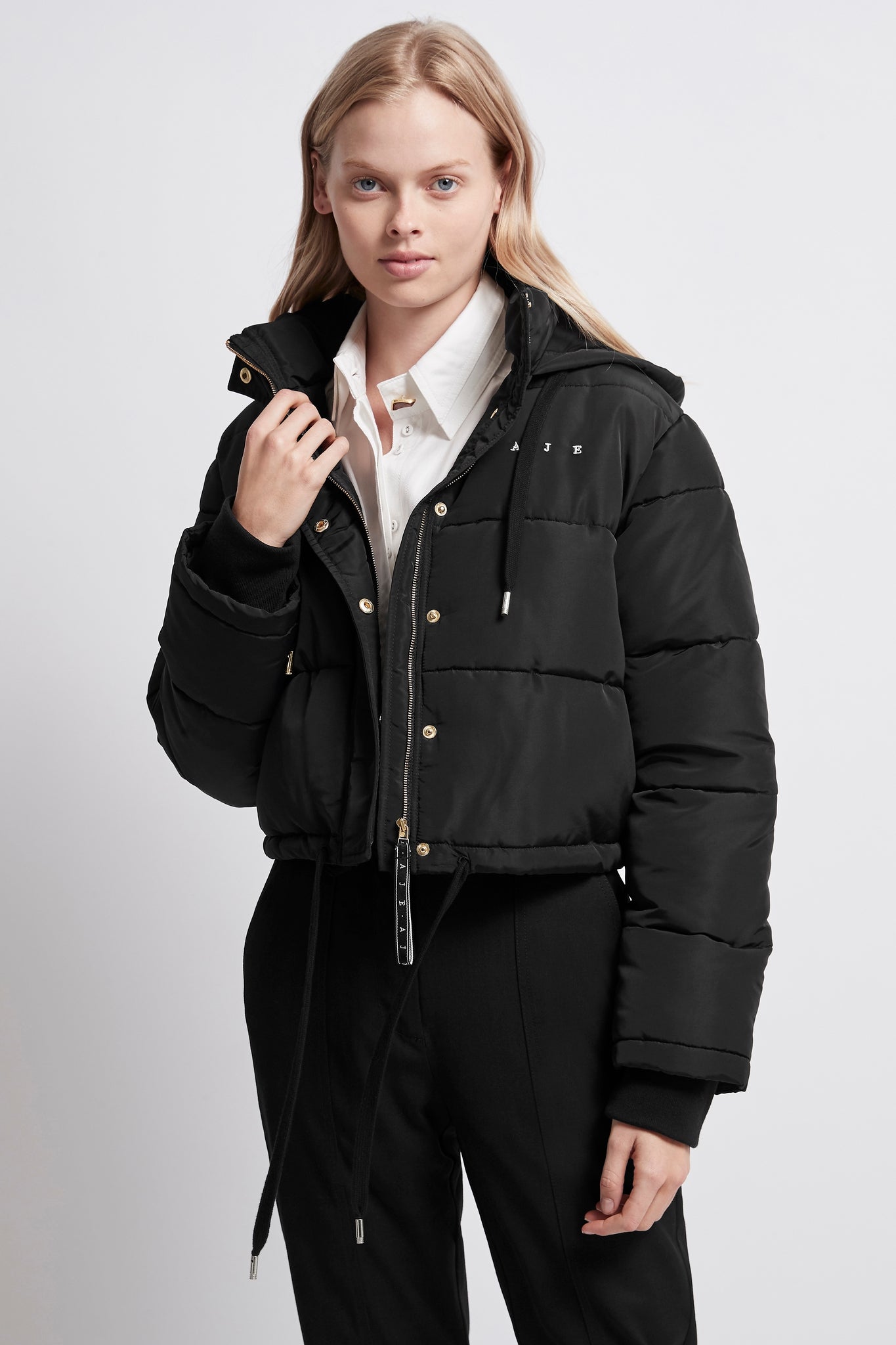 black cropped puffer jacket