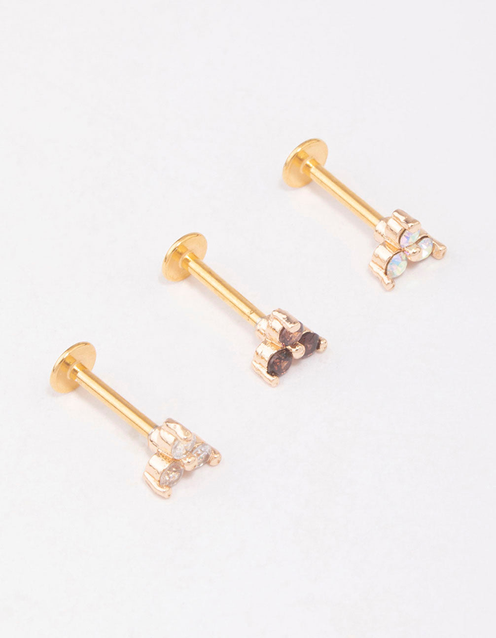 14K Solid Gold Tiny Ornate Droplet Flat Back Earring