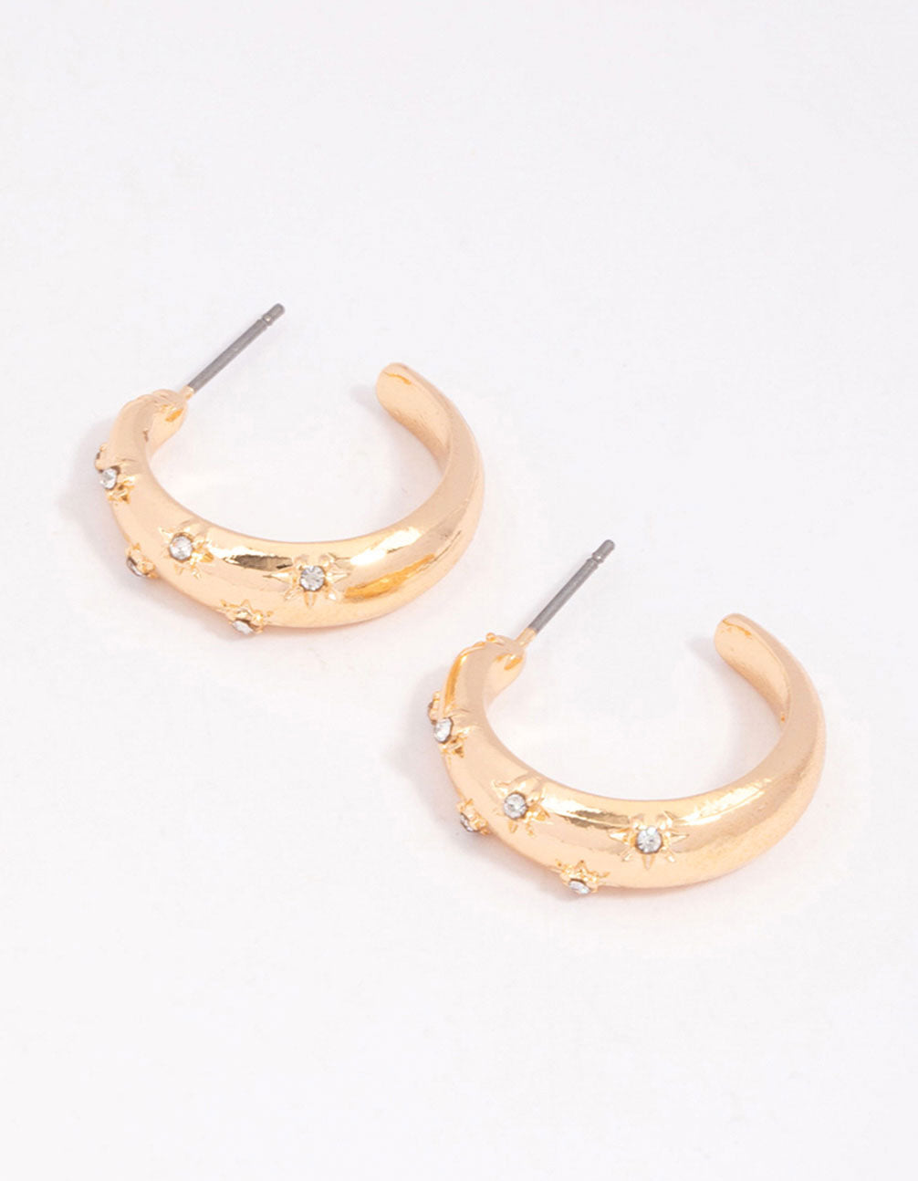 Lovisa Gold Diamante Star Puffy Hoop Earrings