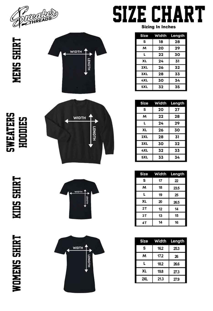 Sneaker Threads Size Chart | Sneaker Tees