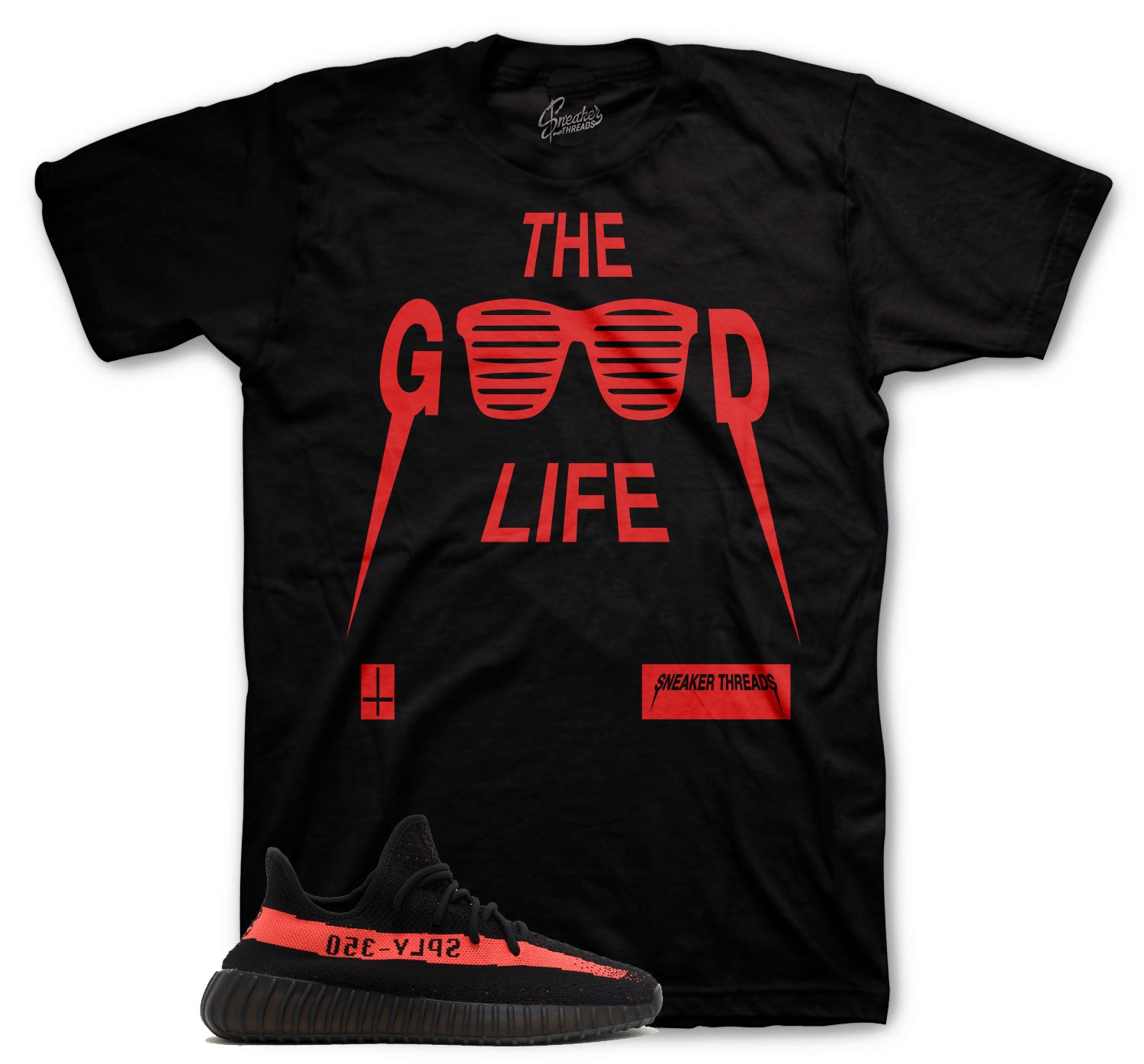 Sneaker tees match Yeezy 350 stripe core black | Matching Shirts