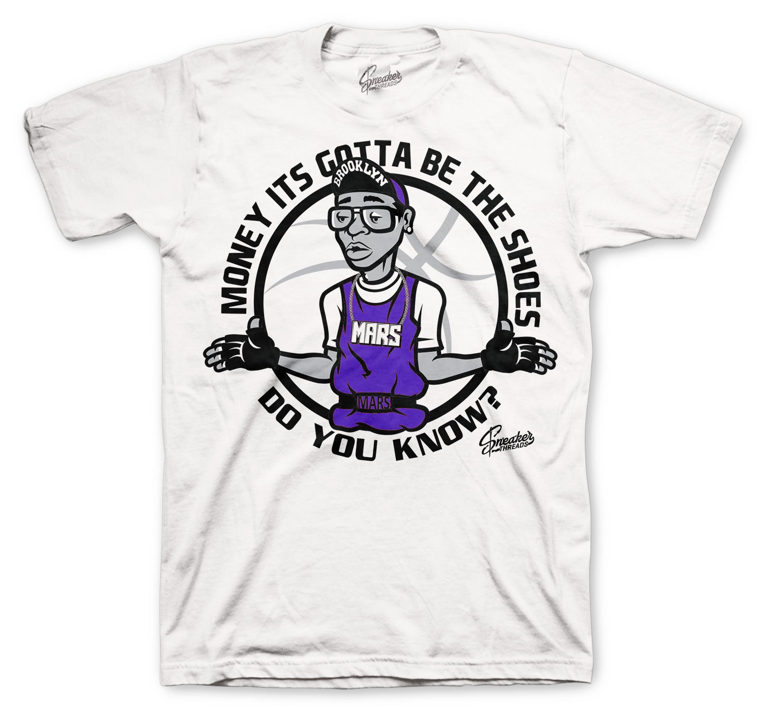 white and purple jordan 4 shirt