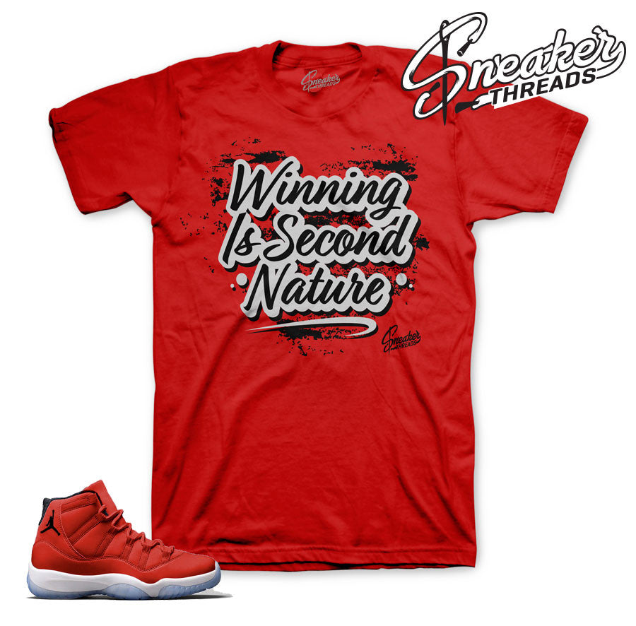 red jordan 11 shirt