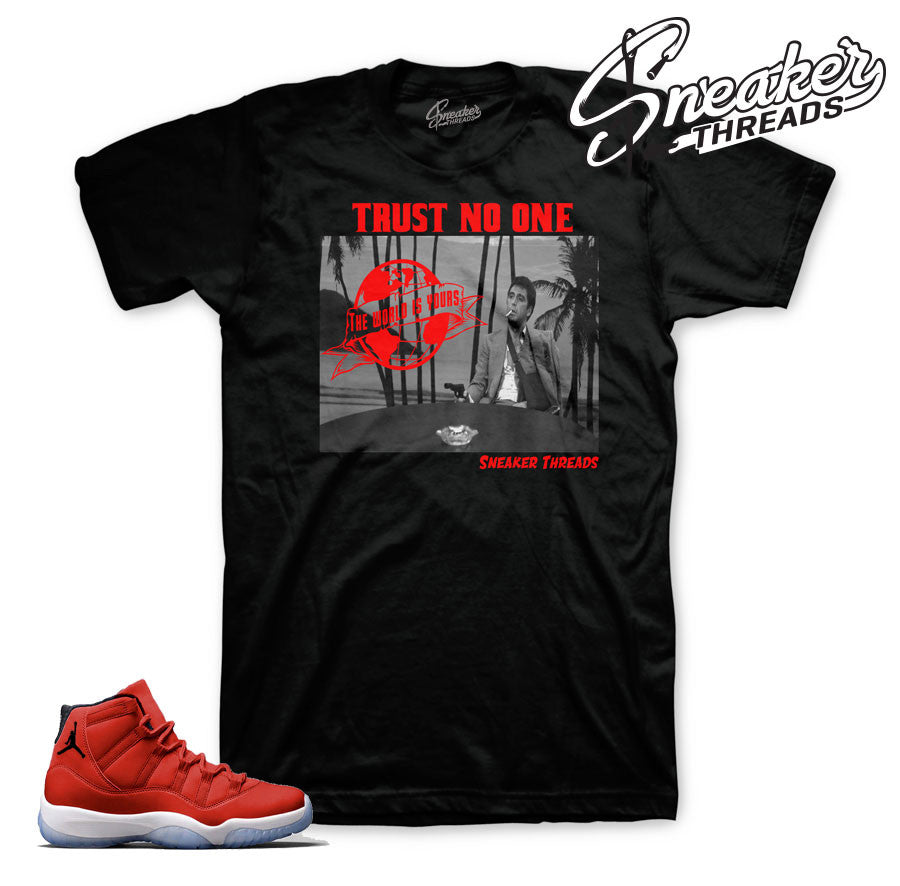 red jordan 11 shirt