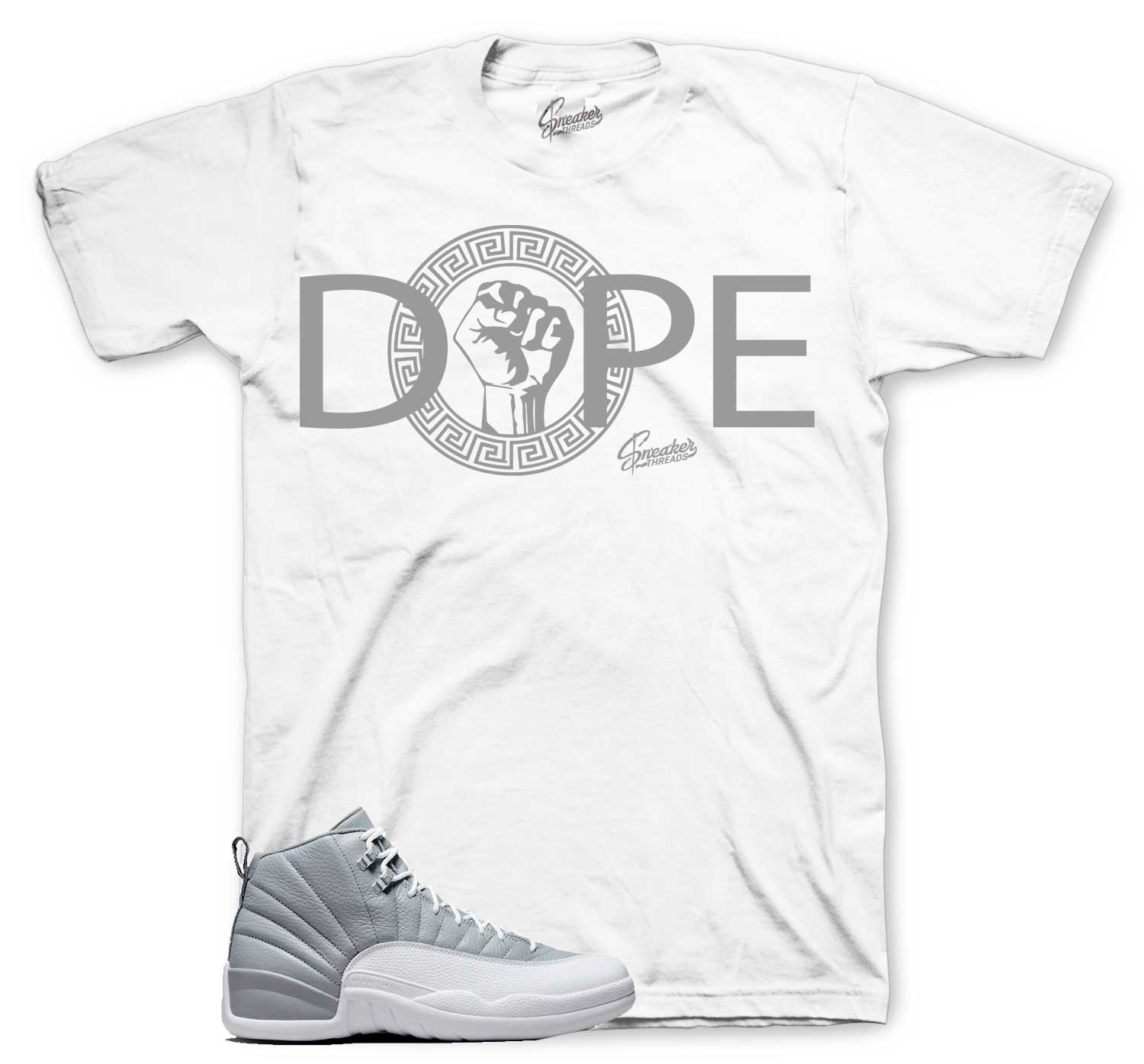 grey and white jordan 12 shirt