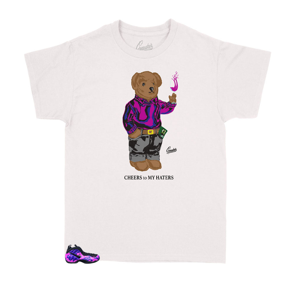 purple camo foamposites shirt