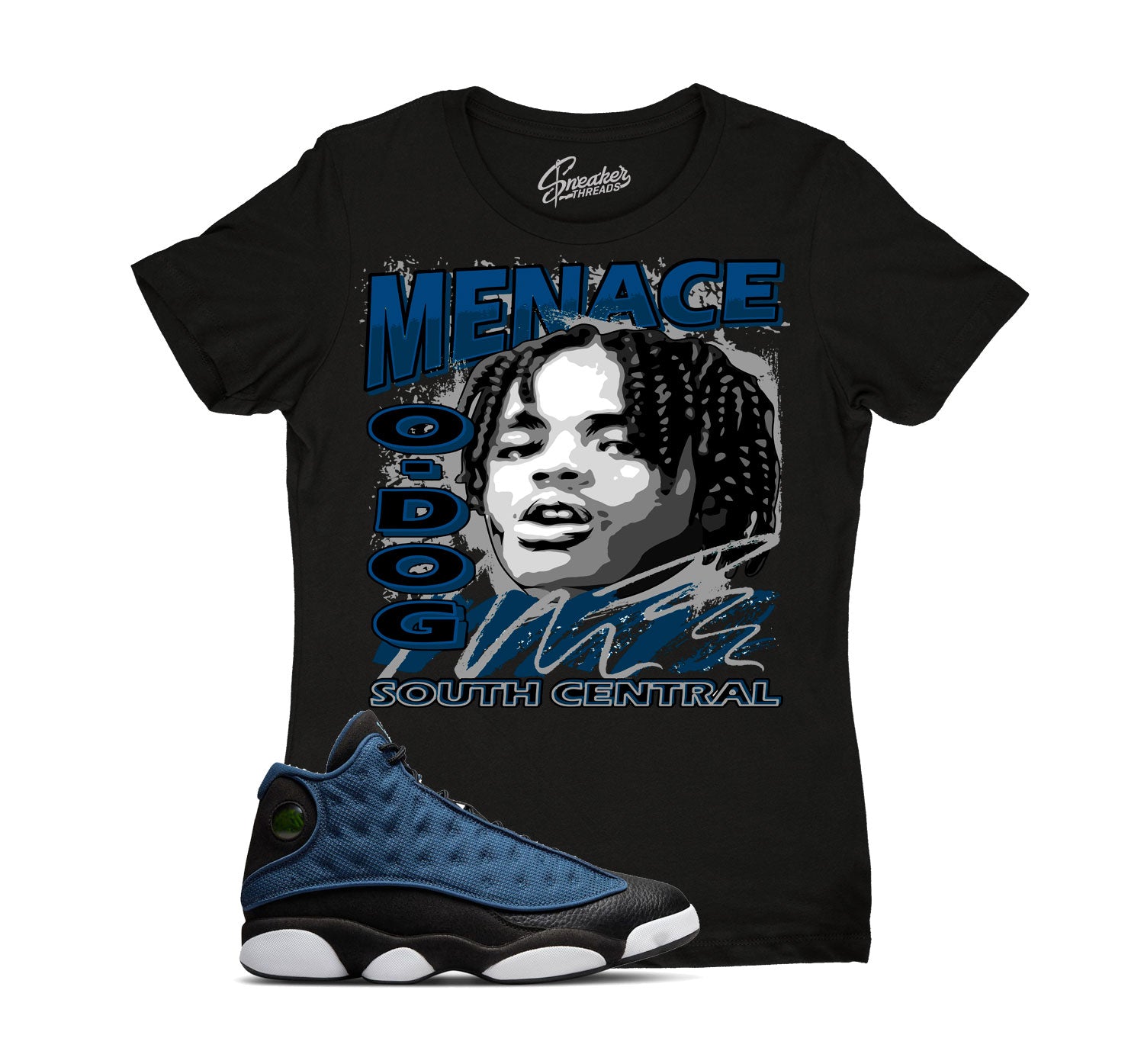 black and blue jordan 13 shirt