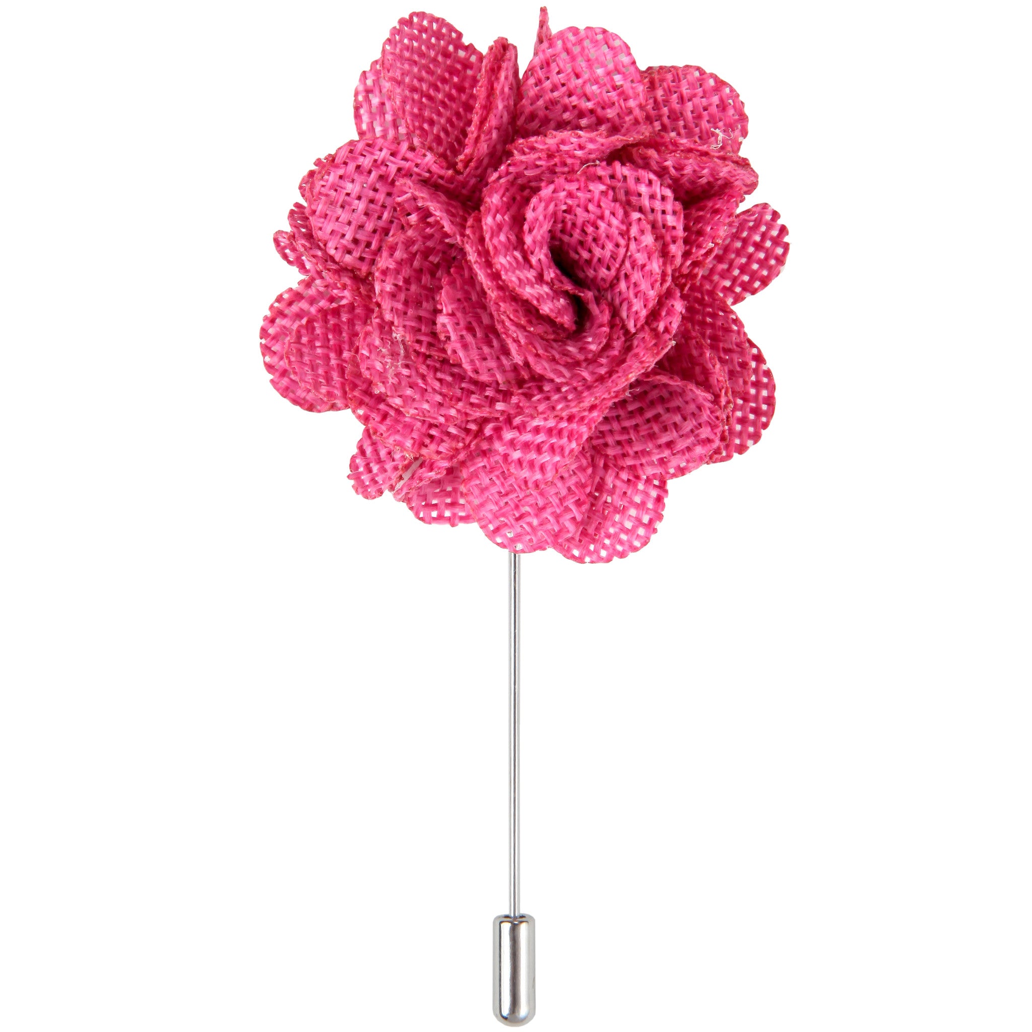 Puentes Denver Burlap Flower Lapel Pin, Pink | Mens Bodega