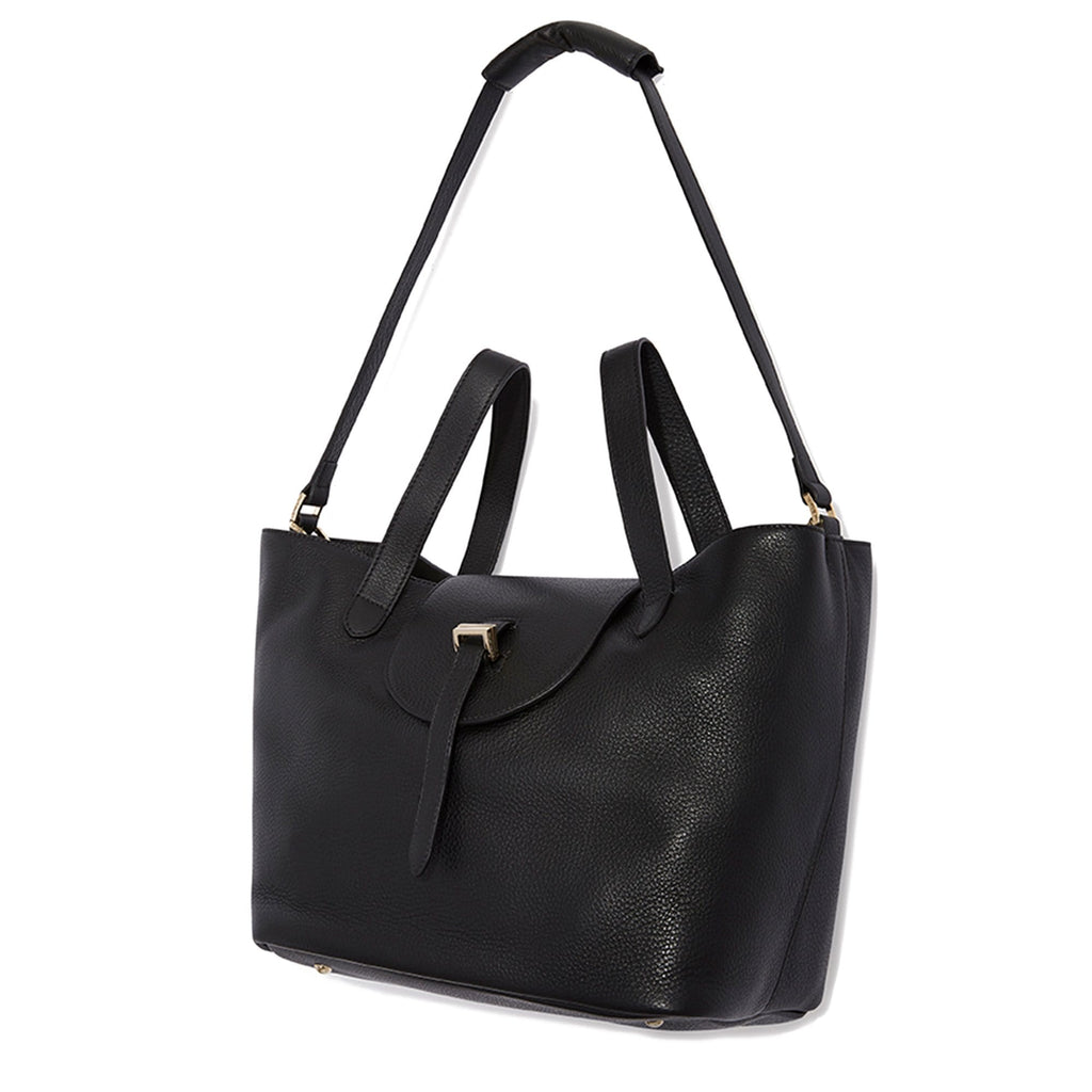 Thela Black Leather Tote Bag for Women | meli melo