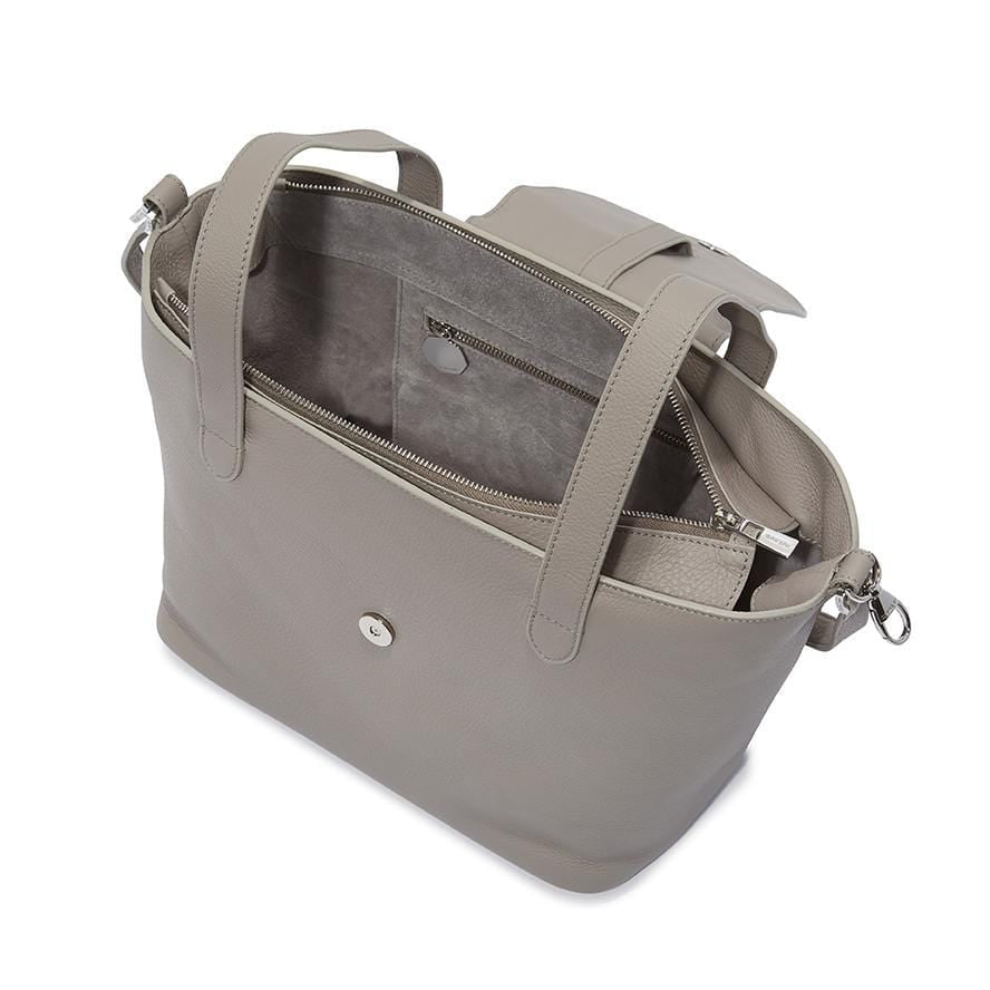 grey tote bag with zip