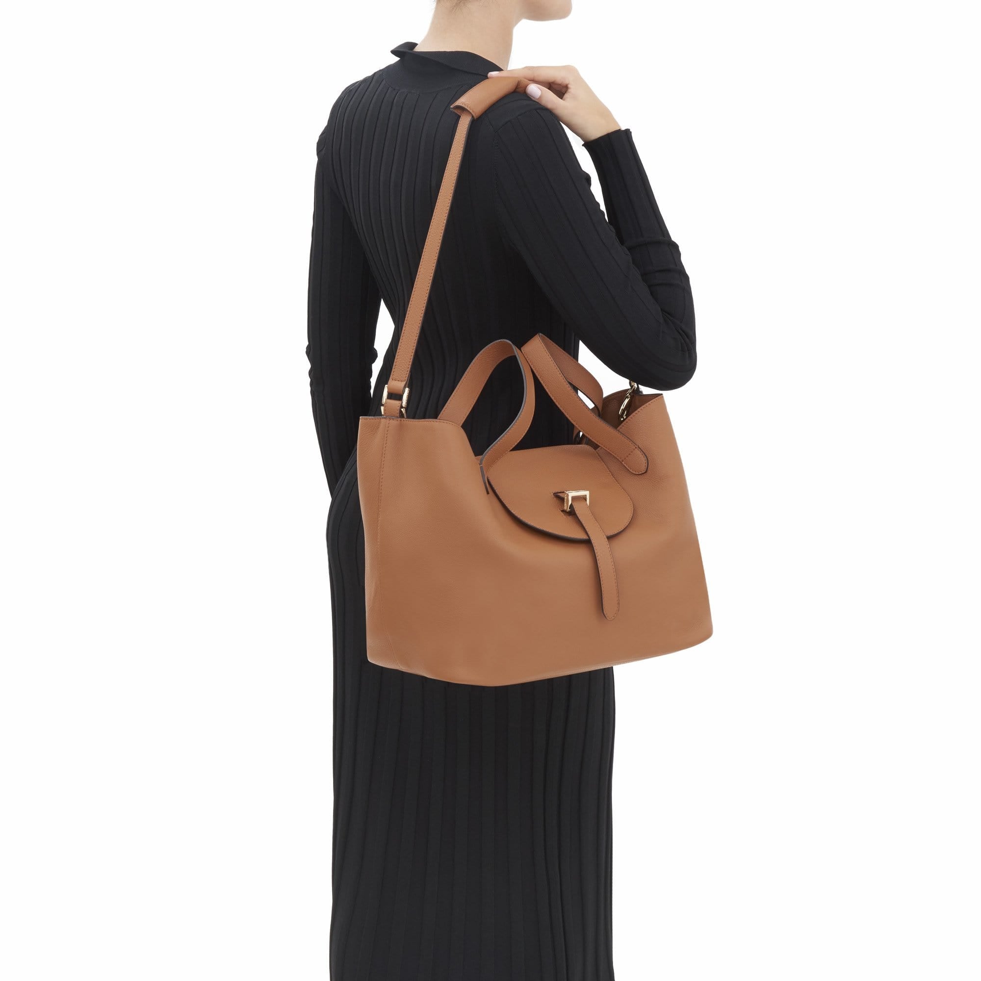 Thela Tan Brown Leather Tote Bag for Women | meli melo Official