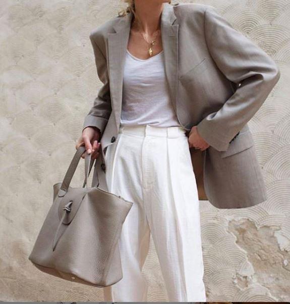 taupe leather tote bag