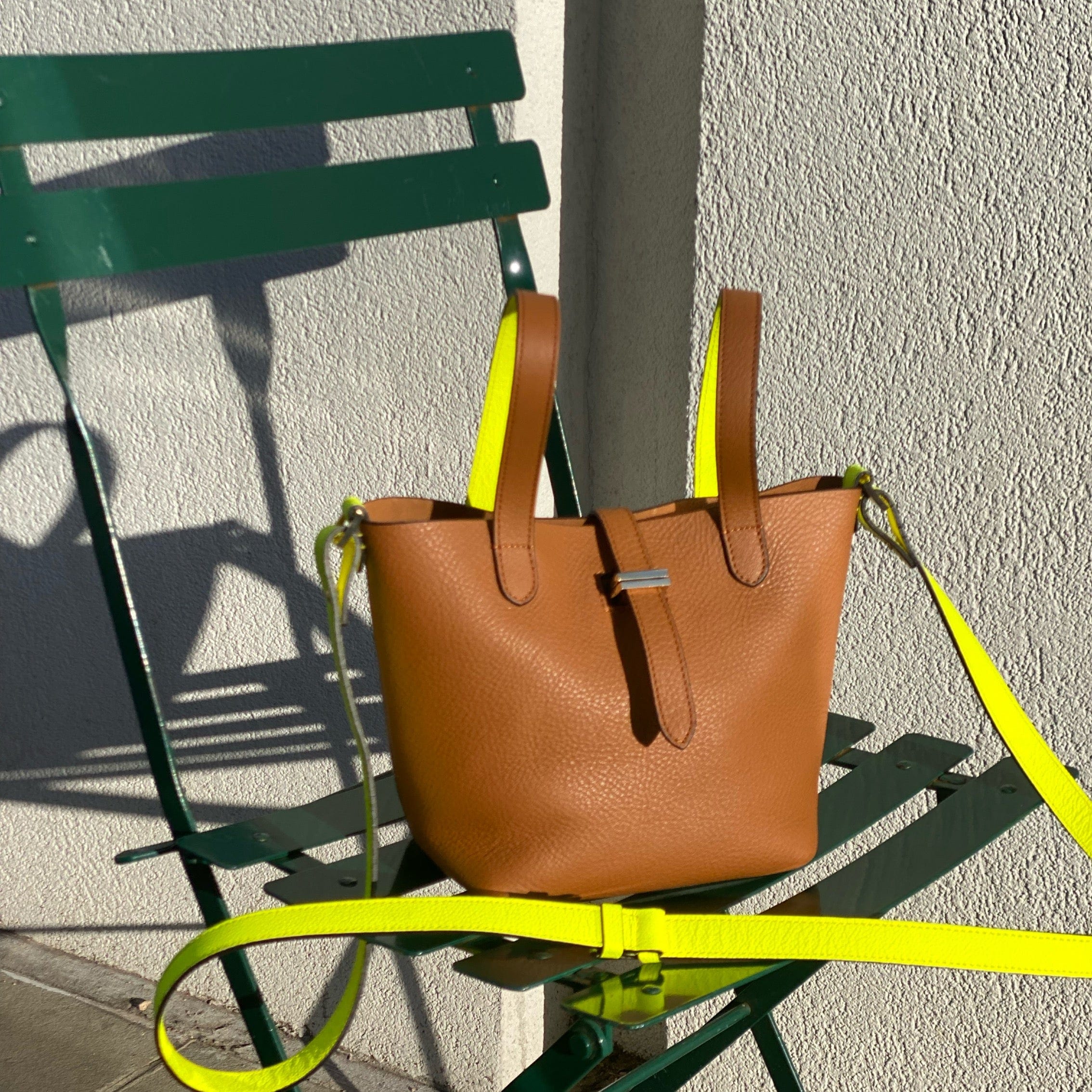 Meli Melo Thela Mini Shopper Tan & Yellow Fluorescent Leather