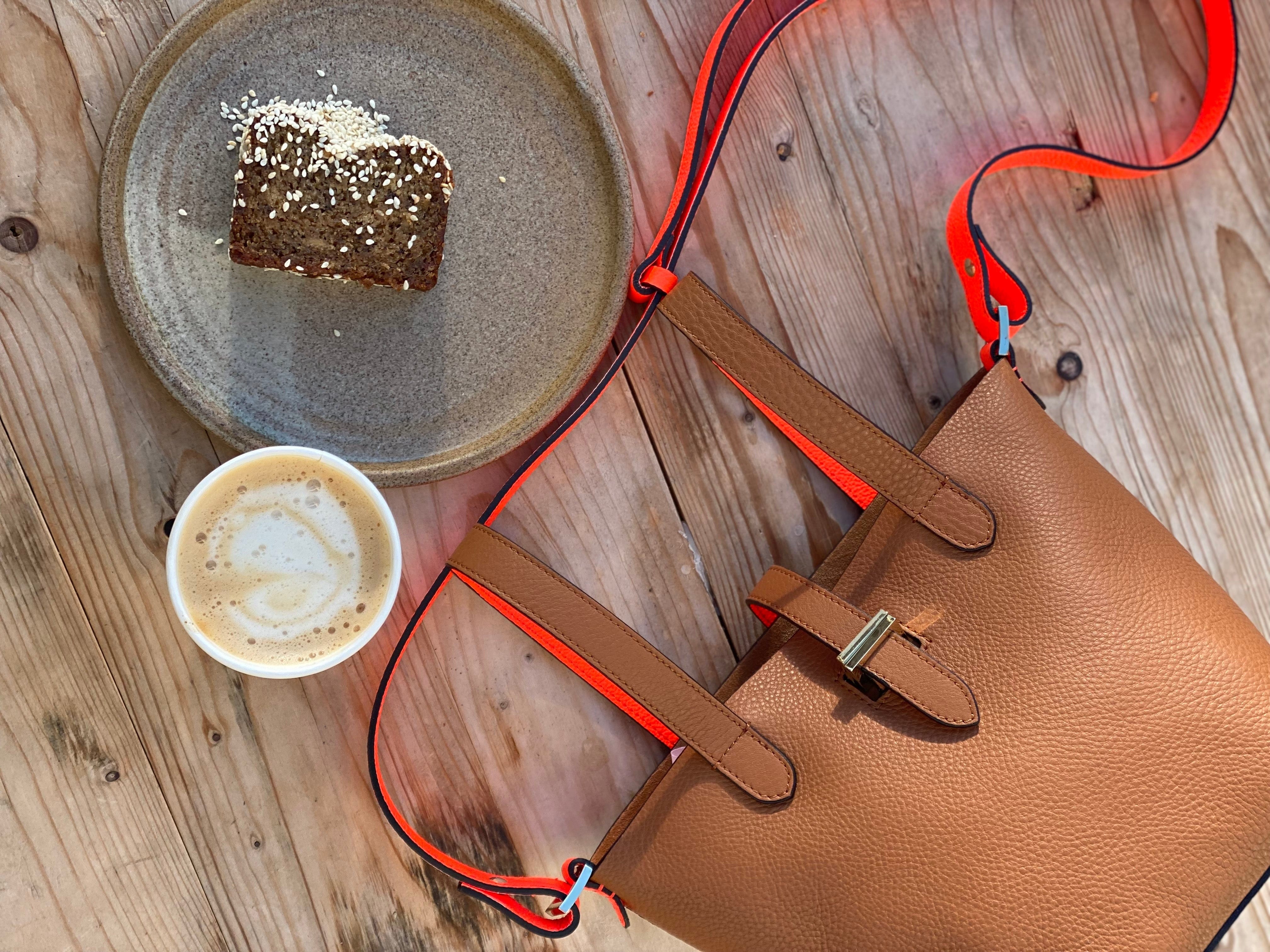 Meli Melo Thela Mini Shopper Tan & Orange Fluorescent Leather Cross Body  Bag For Women | ModeSens