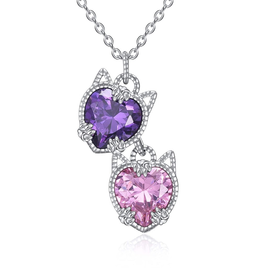 Image of Crystal Cat Charm Necklace | Cat Necklace