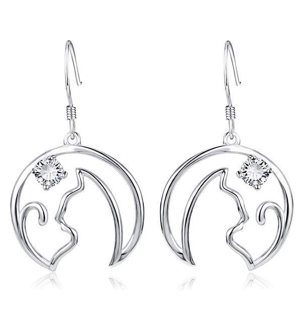 Image of Sterling Silver Cat Wire Earrings | Cat Earrings