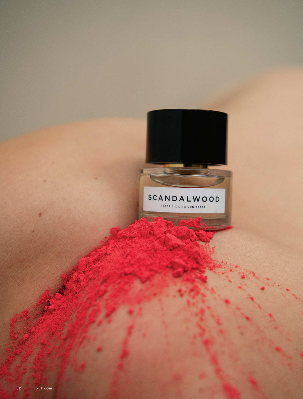 Scandalwood Perfume bottle on skin