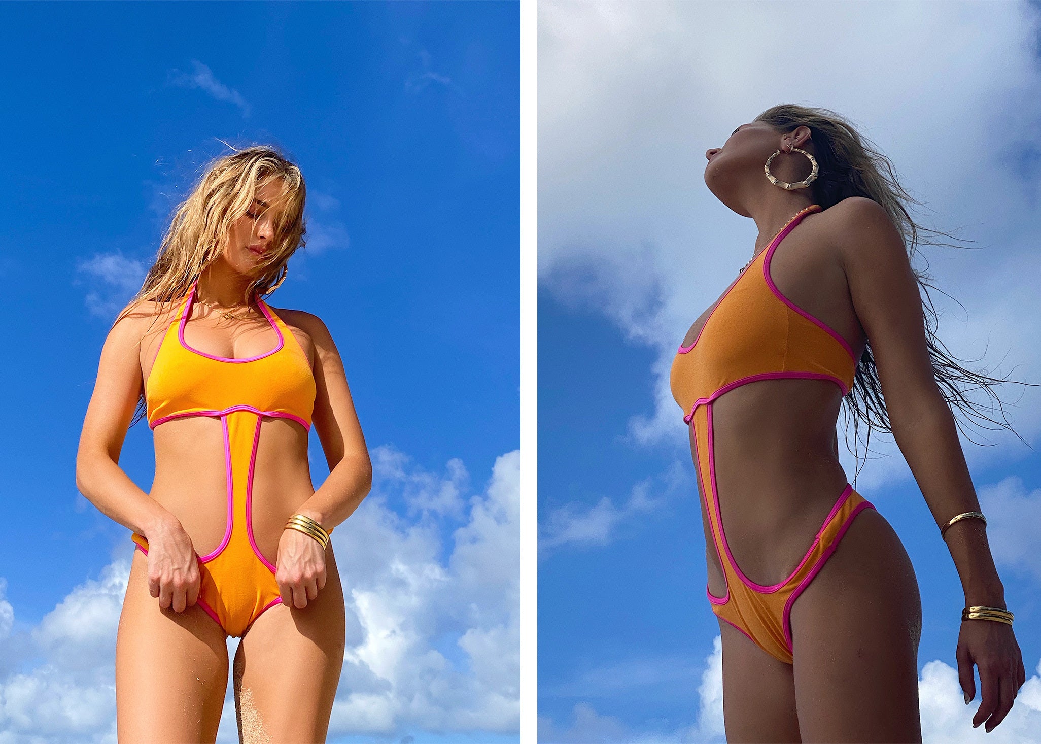 Francesca Aiello in the Haynes Terry Monokini One Piece Swimsuit in Sundown 