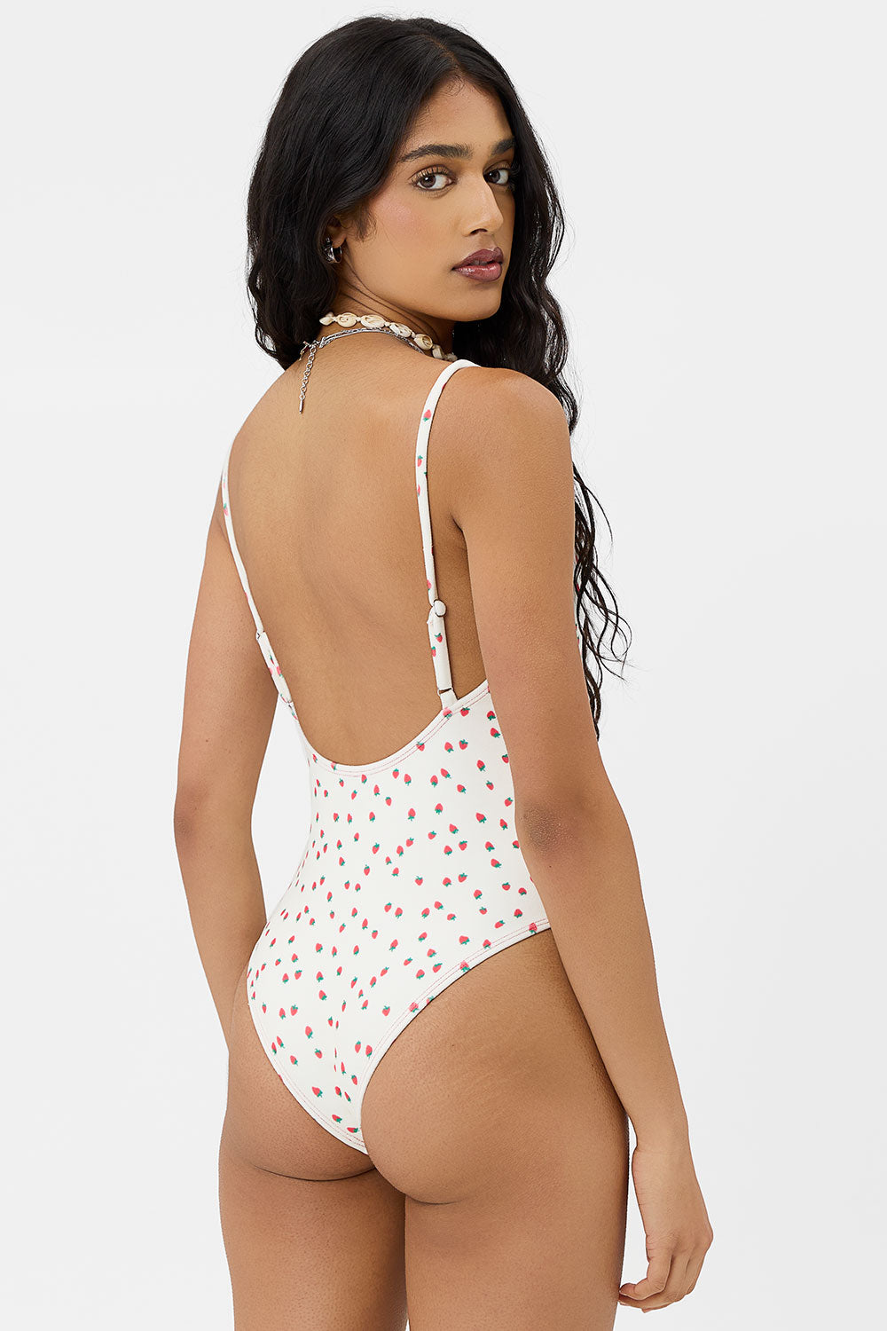 Forever 21,Forever 21 Cherry Print Bustier One-Piece Swimsuit WEAR