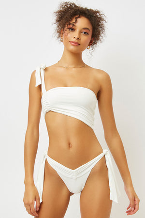 white bandeau bathing suit top