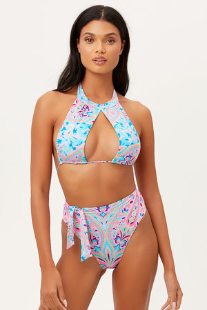 high neck keyhole halter bikini top