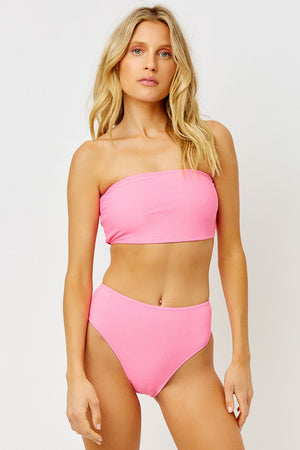 pink bandeau swim top