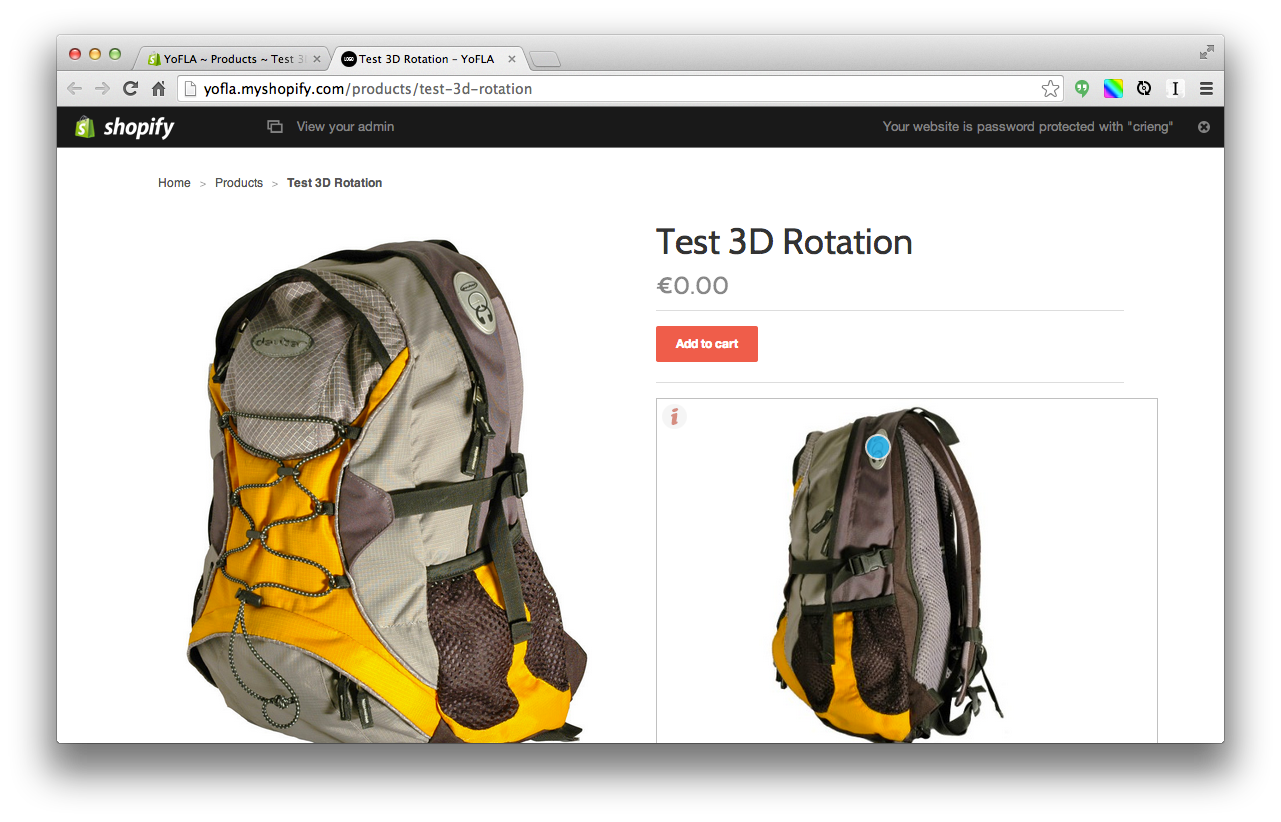 Shopify 3D product page