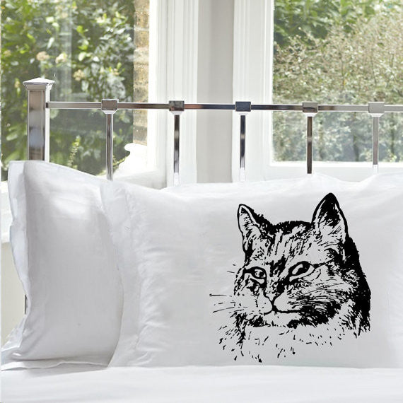 black retro cat pillowcase pillow cover case bedding kitten bedroom