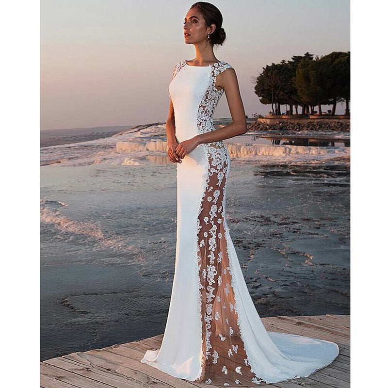 Elegant Lace Sleeveless Wedding Maxi Dress – XooKool