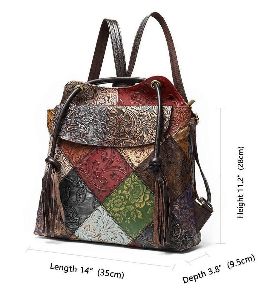 Leather Patchwork Two-Way Backpack Shoulder Bag – XooKool