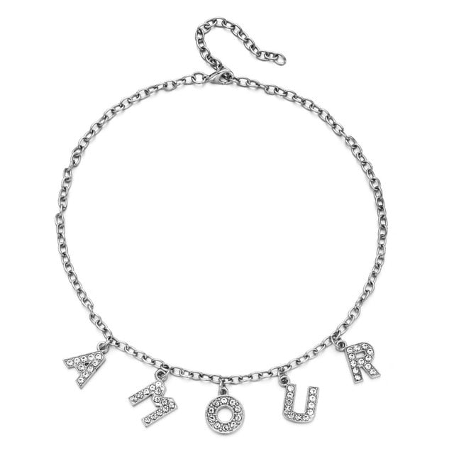 Letter Pendant Rhinestone Necklace – XooKool