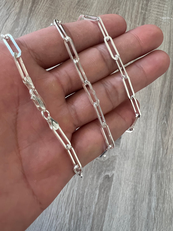 Sterling Silver Paper Clip Chain Necklace