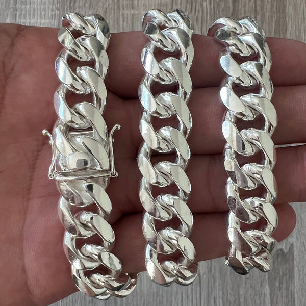 8mm 925 Solid Miami Cuban Sterling Silver Box Lock Chain Real Heavy Cu –  Daniel J