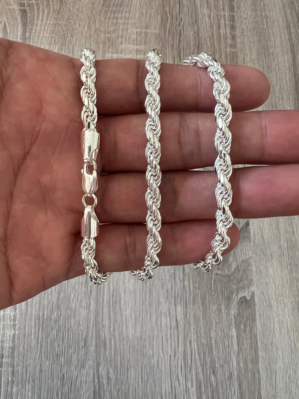 Men's Rope Bracelet Real 925 Silver Iced 14.5ct MOISSANITE Pass Diamond  Tester - HarlemBling