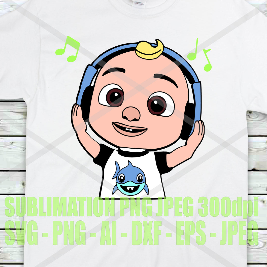 Download Baby Jj Cocomelon Headphones Music Shark Svg Jpeg Png Dxf Eps 300dpi S Tab S Chic Boutique
